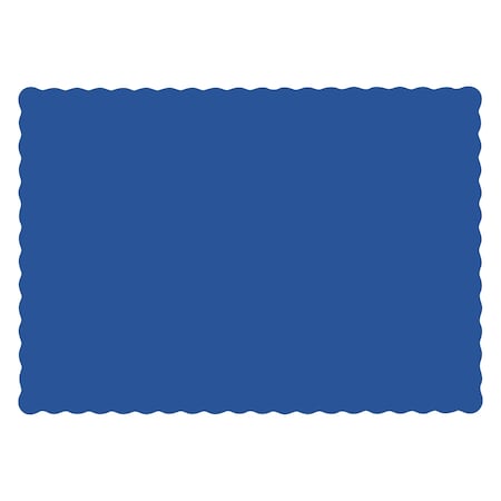 Hoffmaster 10" x 14" Scalloped Navy Blue Paper Placemats 1000 PK 310523